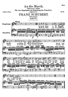 Partition 2nd version, original key (D major), An die Musik, D.547