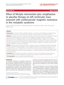 Effect of lifestyle intervention plus rosiglitazone or placebo therapy on left ventricular mass assessed with cardiovascular magnetic resonance in the metabolic syndrome