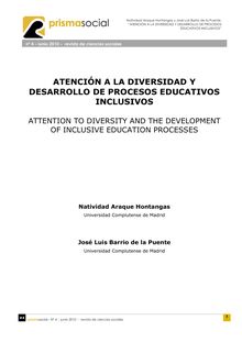 ATENCIÓN A LA DIVERSIDAD Y DESARROLLO DE PROCESOS EDUCATIVOS INCLUSIVOS (ATTENTION TO DIVERSITY AND THE DEVELOPMENT OF INCLUSIVE EDUCATION PROCESSES)