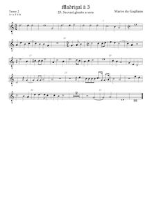 Partition ténor viole de gambe 3, octave aigu clef, Il quinto libro de madrigali a cinque voci