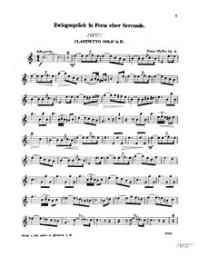Partition clarinette en B♭ , partie, Zwiegespräch en Form einer Serenade, für Flöte & Clarinette mit Begleitung des Pianoforte