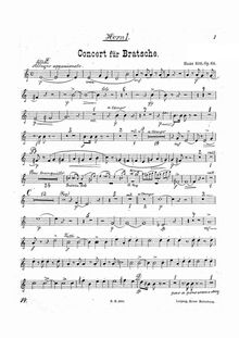 Partition trompette 1, 2 (F), Concerto A-moll für Bratsche und Orchester, Op.68