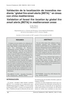 VALIDACIÓN DE LA LOCALIZACIÓN DE INCENDIOS MEDIANTE “GLOBAL FIRE EMAIL ALERTS [BETA] ” EN ÁREAS CON CLIMA MEDITERRÁNEO (Validation of forest fire location by global fire email alerts [BETA] in mediterranean areas)