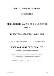 Bac 2015: sujet Sciences de la Vie et de la Terre spécialité Bac S !