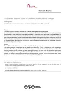 Suzdalia s eastern trade in the century before the Mongol conquest - article ; n°4 ; vol.19, pg 371-384