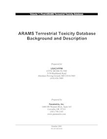 ARAMS Terrestrial Toxicity Database Background and ...