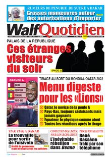 Walf Quotidien n°9008 - du SAMEDI 2 DIMANCHE 3 LUNDI 4 AVRIL 2022