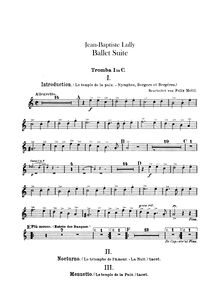 Partition trompette 1, 2 (C), Lully Ballet , Mottl, Felix