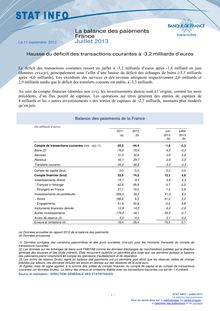 Banque de France : La balance des paiements -  Hausse du déficit des transactions courantes à -3,2 milliards d’euros
