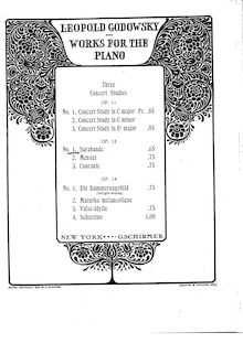 Partition complète, 3 pièces, Op.12, Godowsky, Leopold