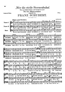 Partition Vocal score, Wer die steile Sternenbahn, D.63, Who Walked the Steep Starry Path