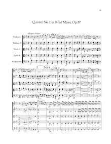 Partition complète, corde quintette No.2, Op.87, B♭ Major, Mendelssohn, Felix
