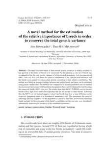 A novel method for the estimation of the relative importance of breeds in order to conserve the total genetic variance