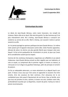 Communiqué du Maire - Décès de Jean-Claude Abrioux