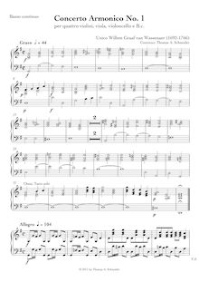 Partition Continuo, Concerto armonico No.1 en G major, G major, Wassenaer, Unico Wilhelm