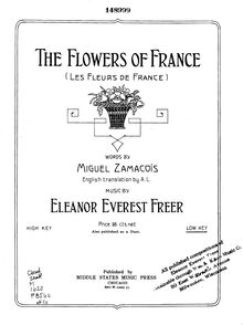 Partition , pour Flowers of France, chansons, Op.27, Freer, Eleanor Everest