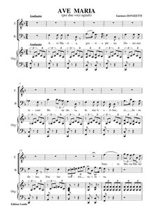 Partition complète, Ave Maria, F major, Donizetti, Gaetano