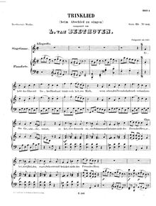 Partition complète, Trinklied (beim Abschied zu singen), WoO 109