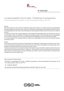 La responsabilité civile en Italie : Problèmes et perspectives - article ; n°4 ; vol.38, pg 1097-1133