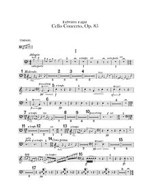 Partition timbales, violoncelle Concerto en E Minor, Op.85, E minor