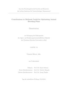 Contributions to methods useful for optimising animal breeding plans [Elektronische Ressource] / vorgelegt von Vinzent Börner