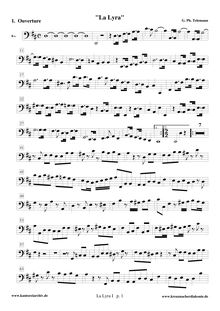 Partition violoncelles / Basses, Overture  La Lyre , TWV 55:Es3
