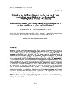 Ingestión de lípidos oxidados: efecto sobre actividad enzimática antioxidativa en trucha arcoiris Oncorhynchus mykiss (Walbaum)