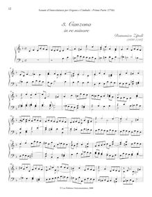 Partition , Canzona en re minore, Sonate d Involatura per organo e cimbalo