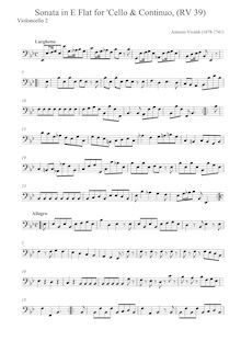 Partition violoncelle 2 , partie, violoncelle Sonata en E-flat major