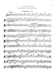 Partition clarinette 1, 2 (A, B♭), Symphony No. 2, Borodin, Aleksandr