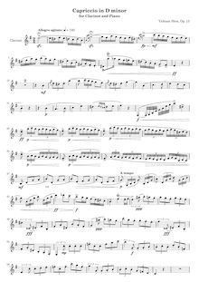 Partition clarinette , partie, Capriccio en D minor pour clarinette et Piano, Op.13