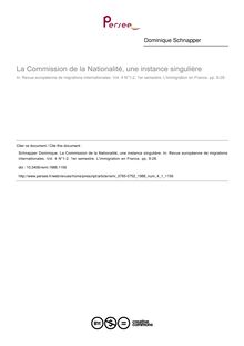 La Commission de la Nationalité, une instance singulière - article ; n°1 ; vol.4, pg 9-28