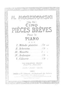 Partition complète, 5 Pièces Brèves, Op.95, Moszkowski, Moritz