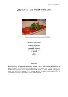 Carpaccio de boeuf, roquette et parmesan - recette italienne