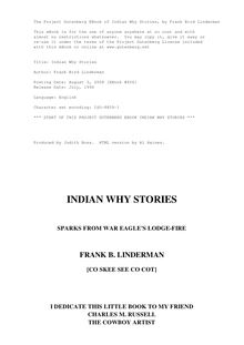 Indian Why Stories - Sparks from War Eagle s Lodge-Fire