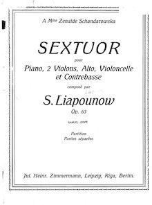 Partition Piano, Piano Sextet, Op.63, Sextet for Piano & Strings in B♭ minor, Op.63