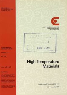 High Temperature Materials. PROGRAMME PROGRESS REPORT July- December 1979