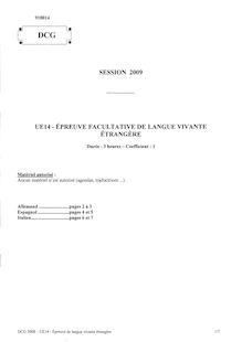 Epreuve facultative de langue vivante étrangère 2009 Diplôme de Comptabilité et de Gestion