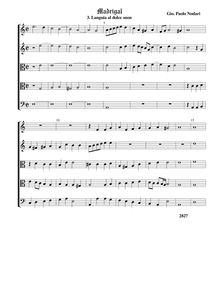Partition , Languia al dolce suon - partition complète (Tr Tr T T B), Madrigali a 5 voci