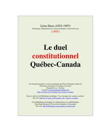 Le duel constitutionnel Qubec-Canada.