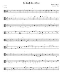Partition ténor viole de gambe, alto clef, Gradualia I, Byrd, William