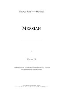 Partition violons III, Messiah, Handel, George Frideric