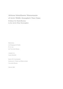 Airborne submillimeter measurements of arctic middle atmospheric trace gases [Elektronische Ressource] : evidence for denitrification in the arctic polar stratosphere / vorgelegt von Armin Kleinböhl