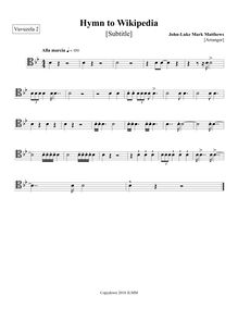 Partition Vuvuzela 2, Hymn to Wikipedia, D major, Matthews, John-Luke Mark