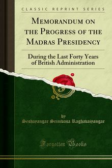 Memorandum on the Progress of the Madras Presidency