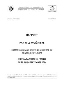 Rapport du Commissaire aux droits de l Homme du Conseil de l Europe suite à sa venue en France en septembre 2014