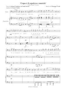Partition Cupo è il sepolcro e mutolo (1843) Transposition pour basse (C minor), chansons pour voix et Piano