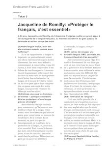 Jacqueline de Romilly: «Protéger le français, c est essentiel»