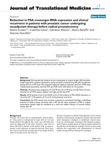 Reduction in PSA messenger-RNA expression and clinical recurrence in patients with prostatic cancer undergoing neoadjuvant therapy before radical prostatectomy