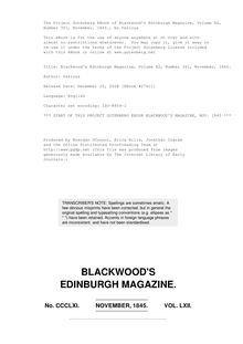 Blackwood s Edinburgh Magazine, Volume 62, Number 361, November, 1845.